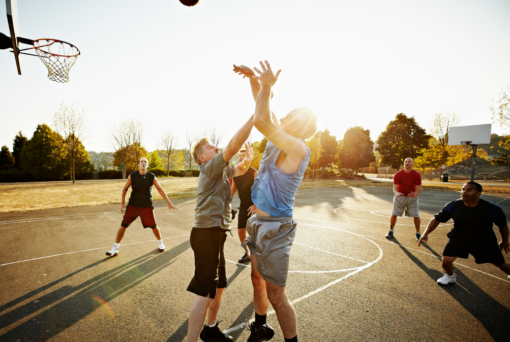 Preventive care in action, a group of people playing basketball 