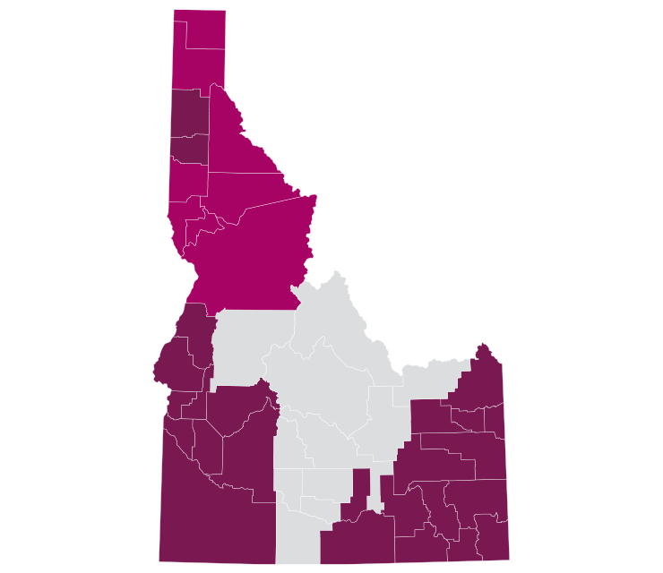 Idaho counties map 2026