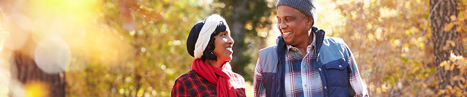 Couple walking outdoors